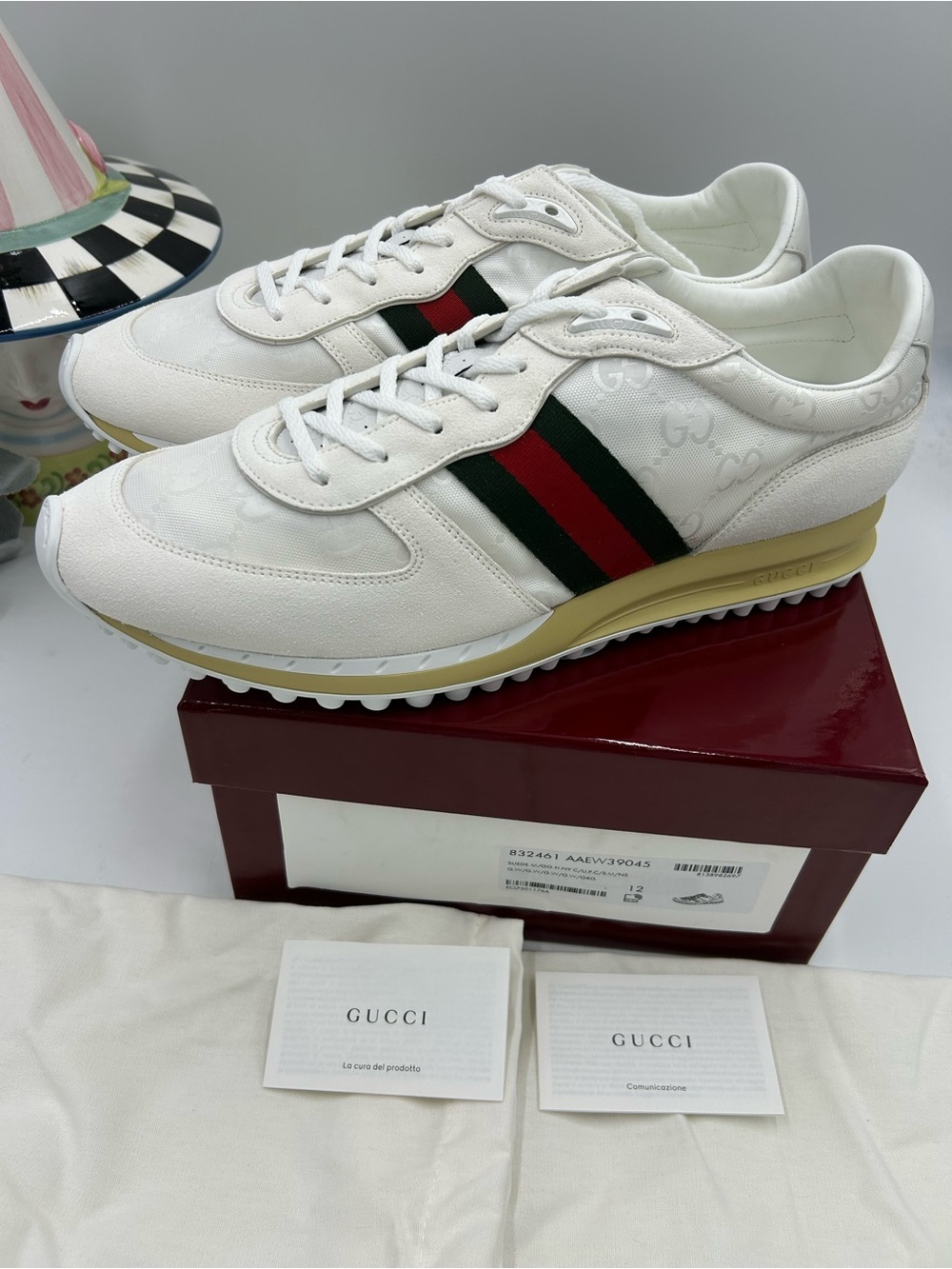 Men's Gucci re-motion GG canvas/suede sneakers size 12 fits 12.5 US made Italy - Picture 4 of 11